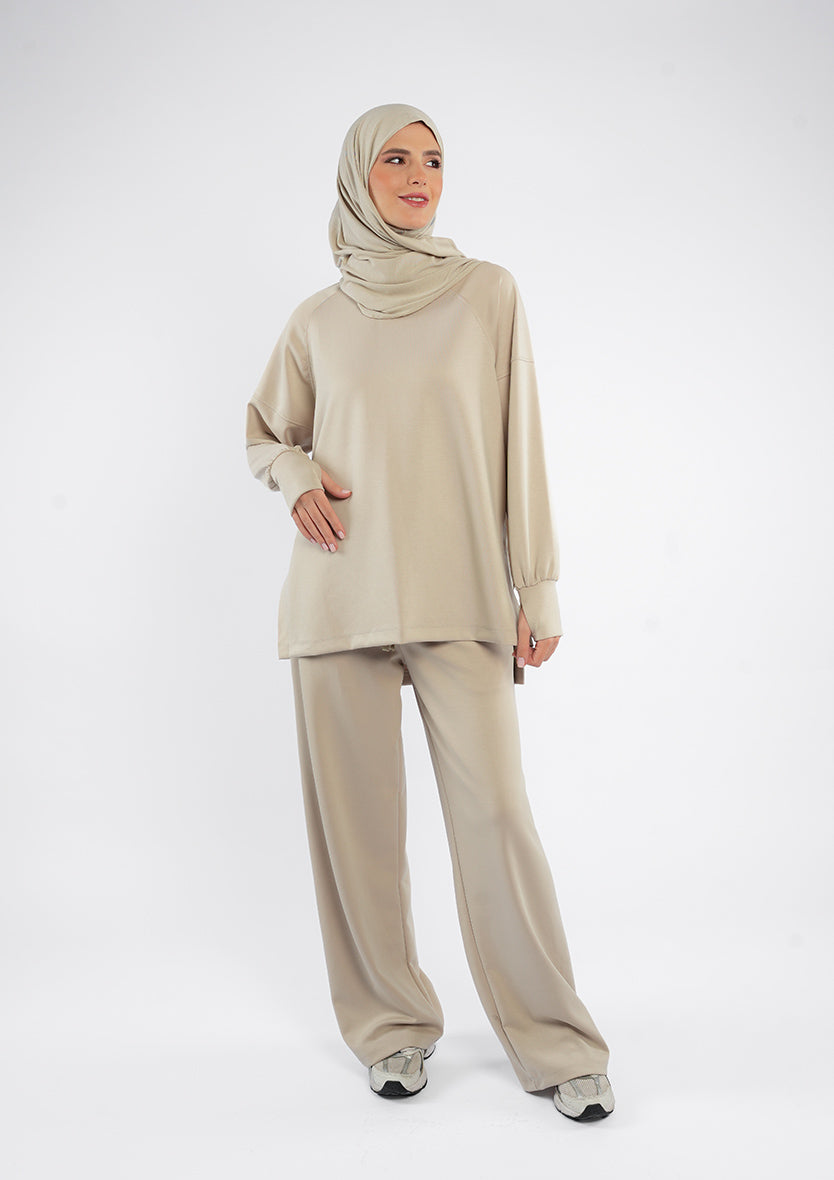 Women’s Modest Two-Piece Soft-Touch Modal Lounge Set – Relaxed Fit – Purple