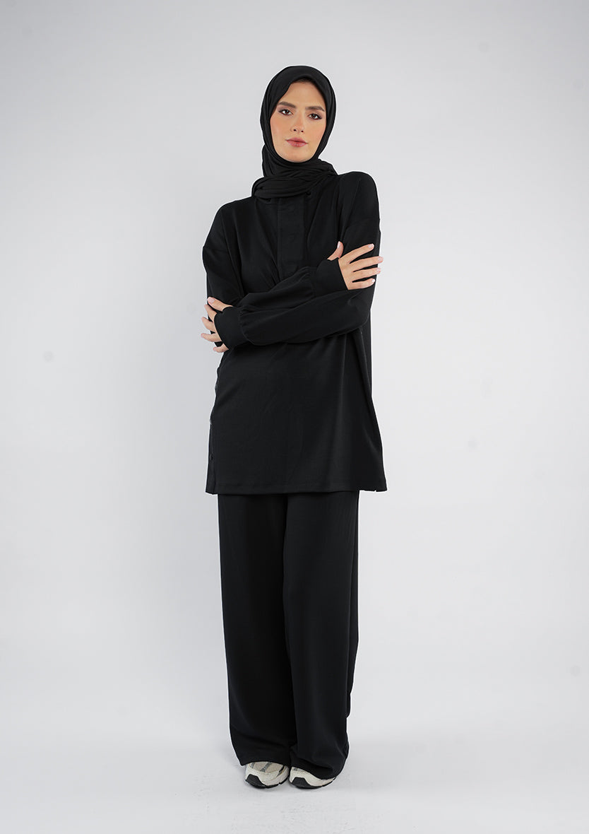 Women’s Modest Two-Piece Soft-Touch Modal Lounge Set – With Half Snap  – Wild Truffle