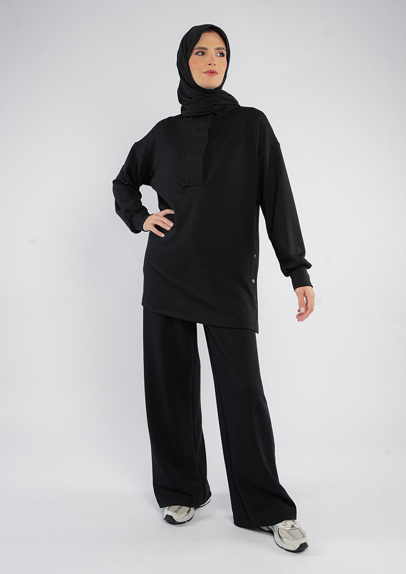 Women’s Modest Two-Piece Soft-Touch Modal Lounge Set – With Half Snap  – Wild Truffle