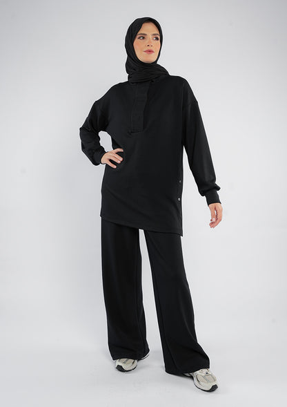 Women’s Modest Two-Piece Soft-Touch Modal Lounge Set – With Half Snap  – Wild Truffle