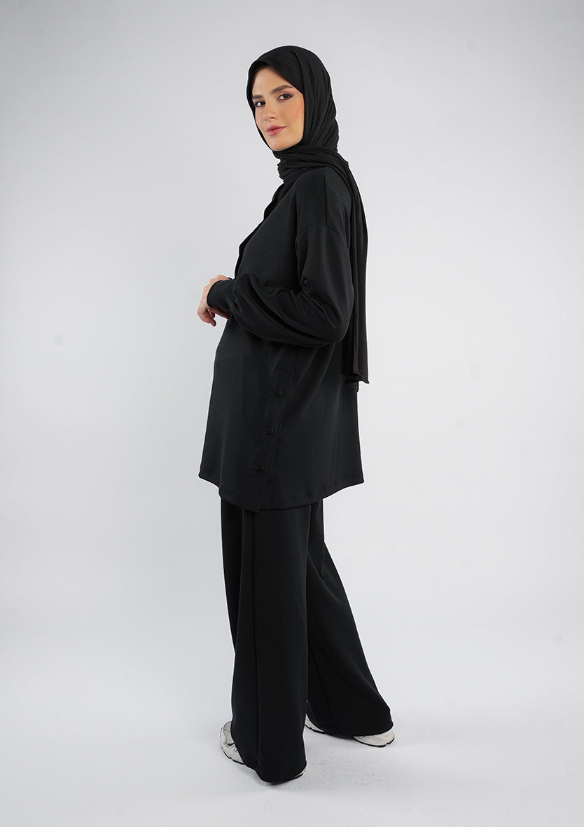 Women’s Modest Two-Piece Soft-Touch Modal Lounge Set – With Half Snap  – Wild Truffle