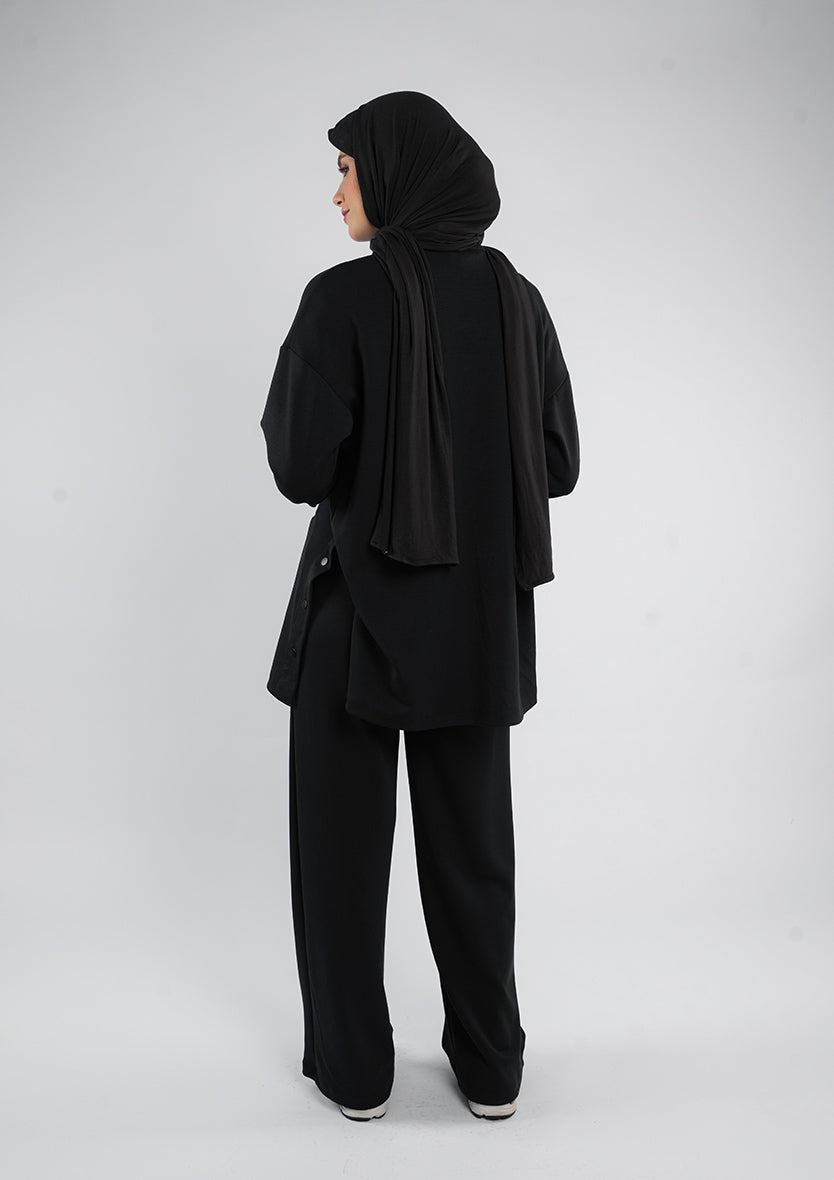 Women’s Modest Two-Piece Soft-Touch Modal Lounge Set – With Half Snap  – Wild Truffle