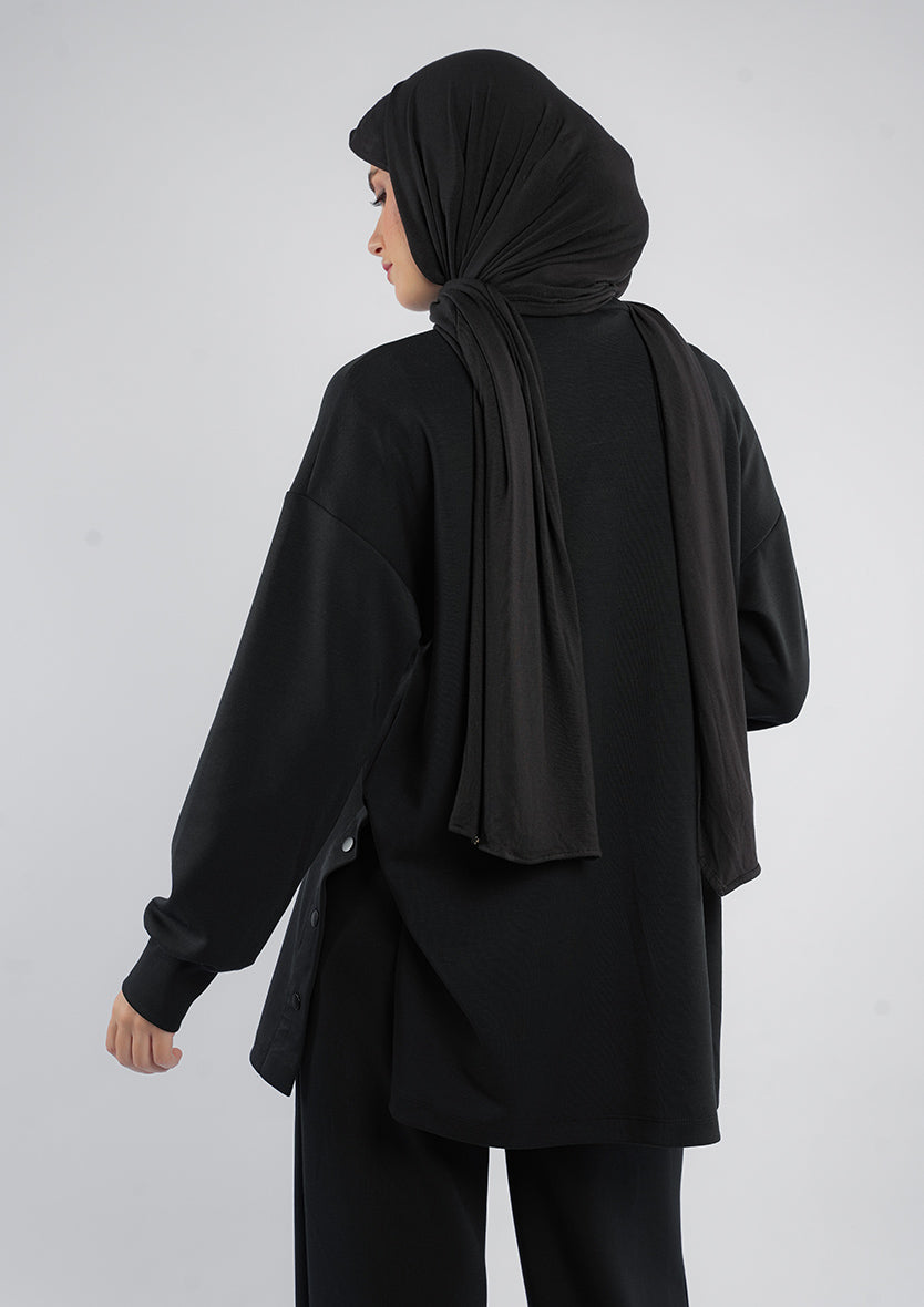 Women’s Modest Two-Piece Soft-Touch Modal Lounge Set – With Half Snap  – Wild Truffle