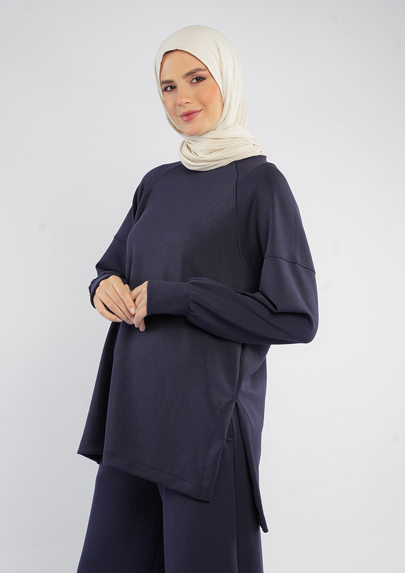 Women’s Modest Two-Piece Soft-Touch Modal Lounge Set – Relaxed Fit – Purple