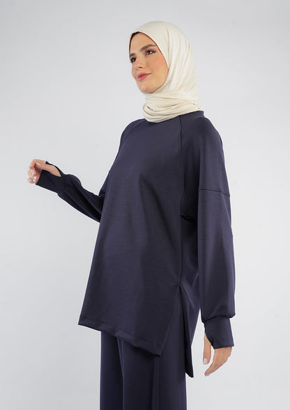Women’s Modest Two-Piece Soft-Touch Modal Lounge Set – Relaxed Fit – Purple