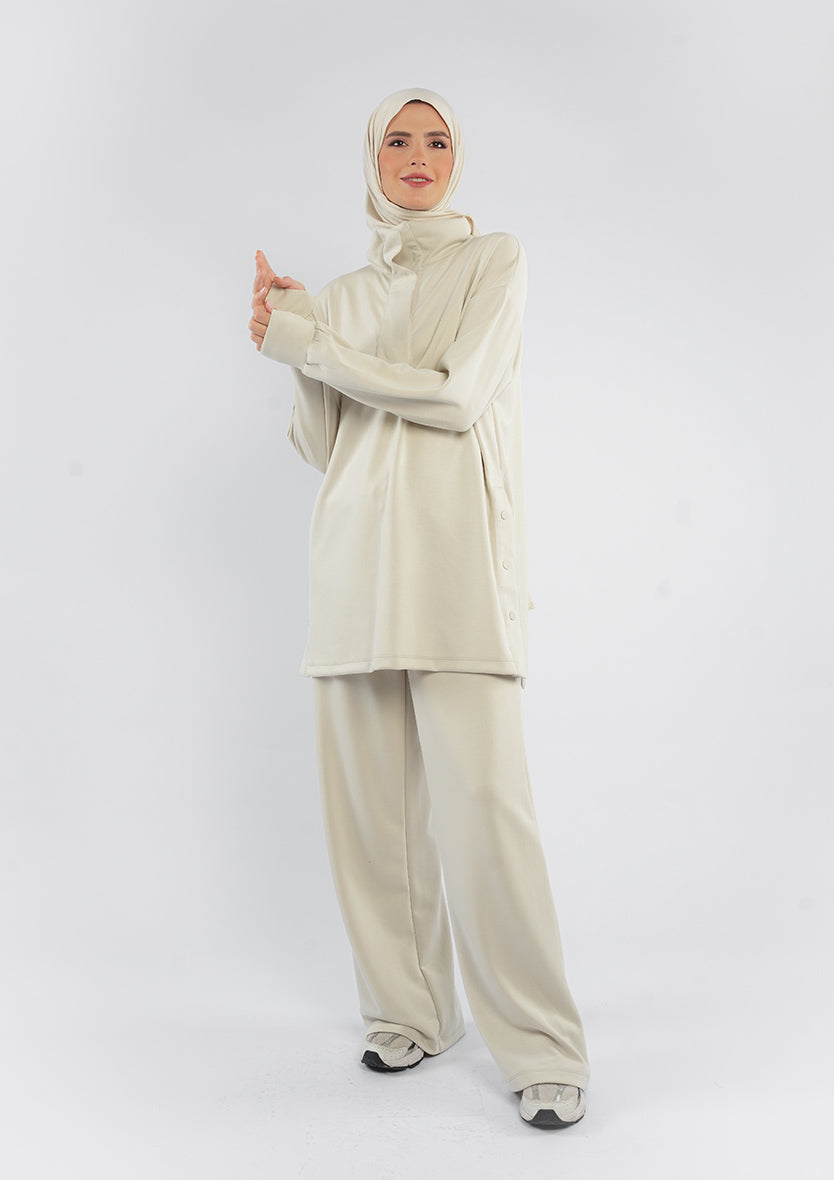 Women’s Modest Two-Piece Soft-Touch Modal Lounge Set – With Half Snap  – Wild Truffle