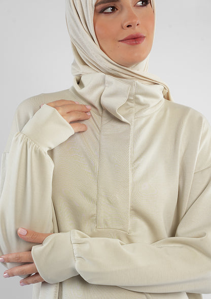 Women’s Modest Two-Piece Soft-Touch Modal Lounge Set – With Half Snap  – Wild Truffle