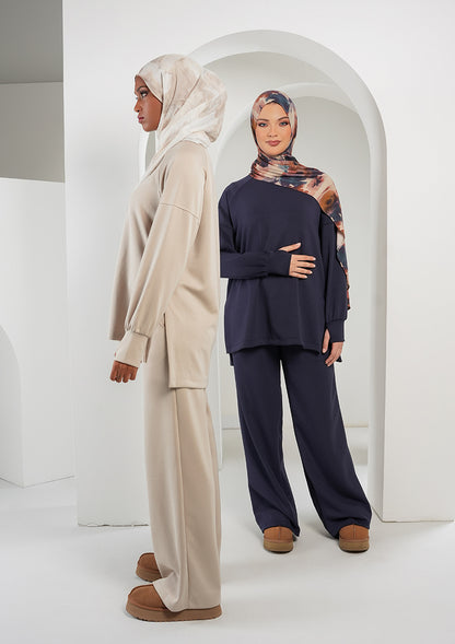 Women’s Modest Two-Piece Soft-Touch Modal Lounge Set – Relaxed Fit – Purple