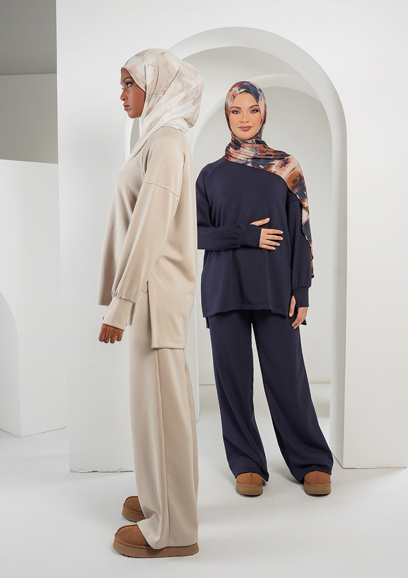 Women’s Modest Two-Piece Soft-Touch Modal Lounge Set – Relaxed Fit – Purple