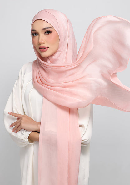 Dusty Rose Satin Crinkled - Instant Hijab Set with Inner