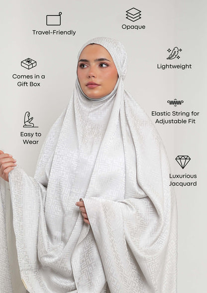 Monogram Gray-Women prayer set-Plain Jacquard Satin