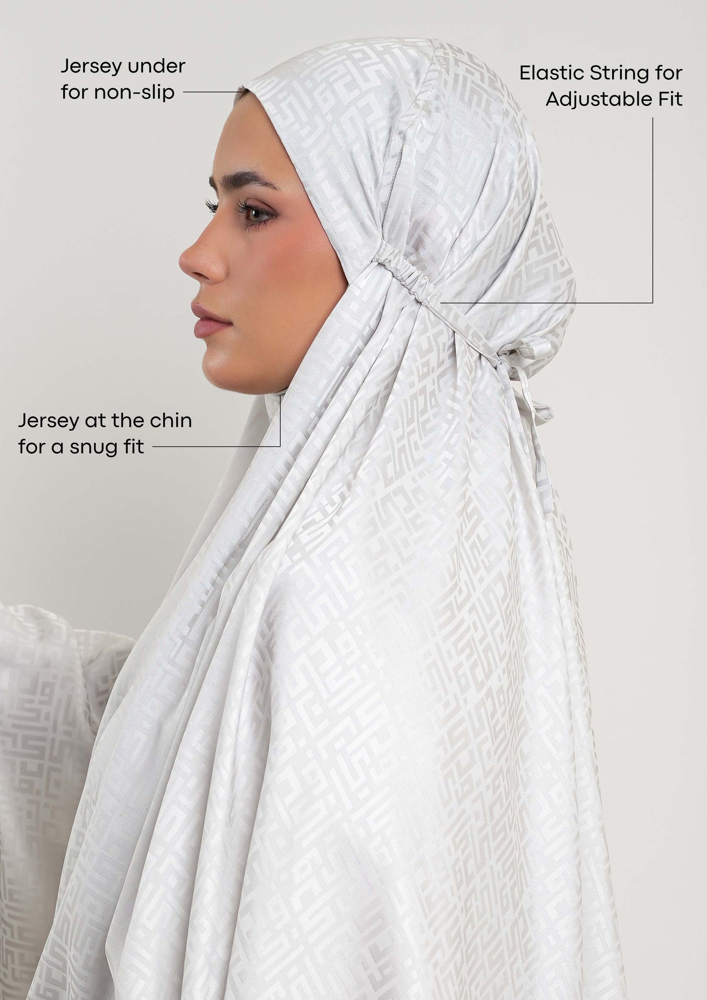 Monogram Gray-Women prayer set-Plain Jacquard Satin