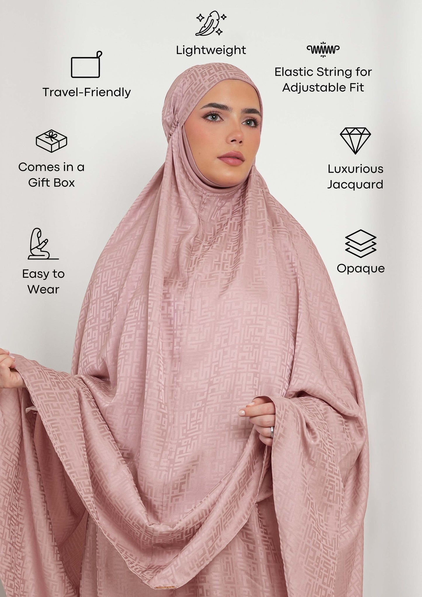 Monogram Woodrose-Women prayer set-Plain Jacquard Satin