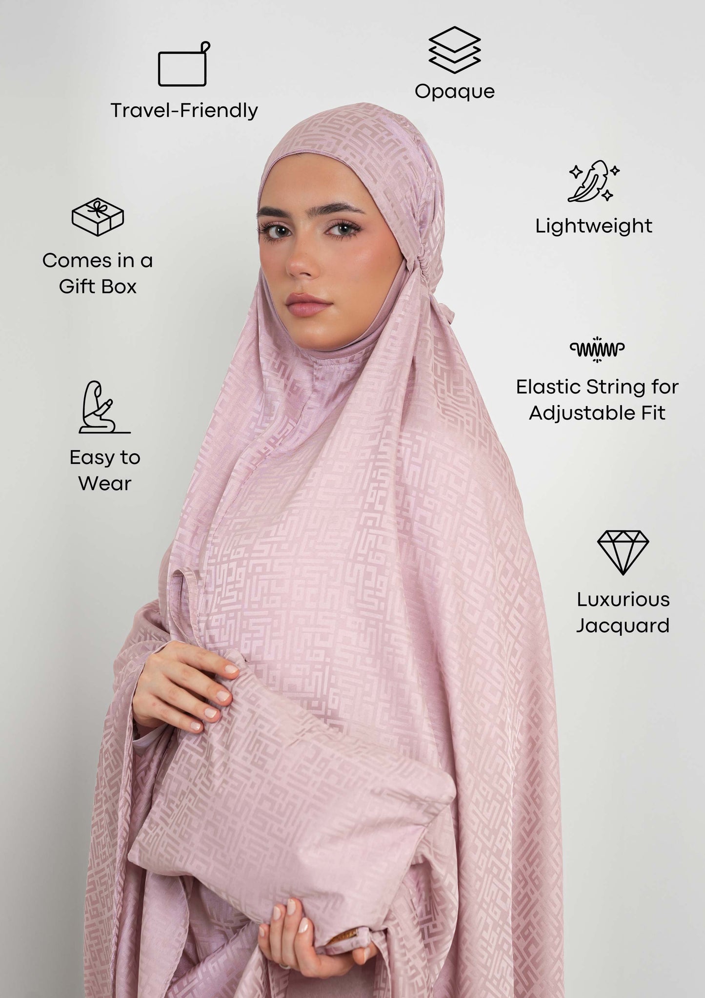 Monogram Lilac-Women prayer set-Plain Jacquard Satin