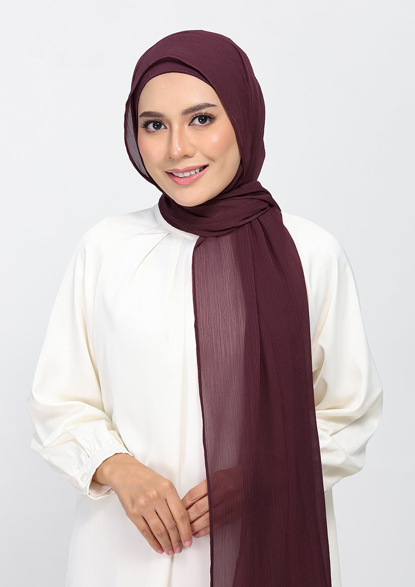 Fig - Plain Crinkled Chiffon