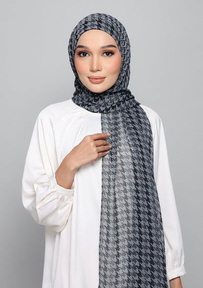 Houndstooth Charcoal - Instant Hijab With Inner
