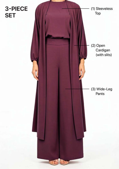 Burgundy - Haya 3 Piece Co-ord Set