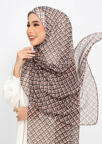 Hearts Beige - Instant Hijab With Inner