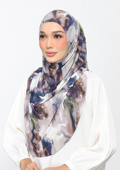 Indigo Glow - Amira Hijab Maxi - Printed Micromodal Jersey