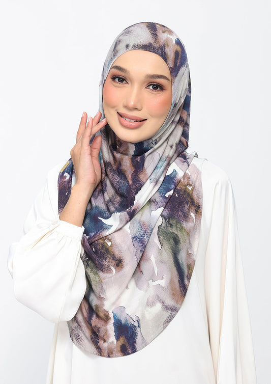 Indigo Glow - Amira Hijab Maxi - Printed Micromodal Jersey
