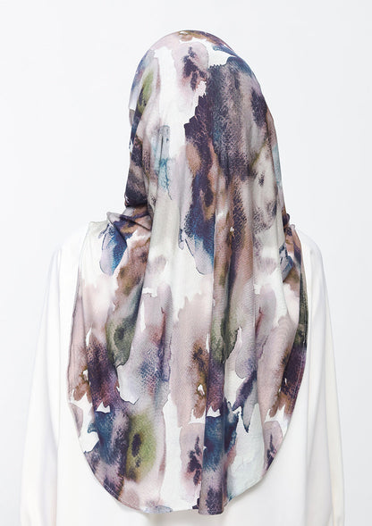 Indigo Glow - Amira Hijab Maxi - Printed Micromodal Jersey