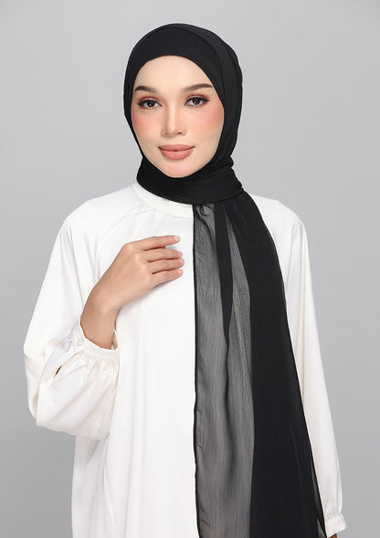 Jet Black - BASICS Plain Lite Chiffon