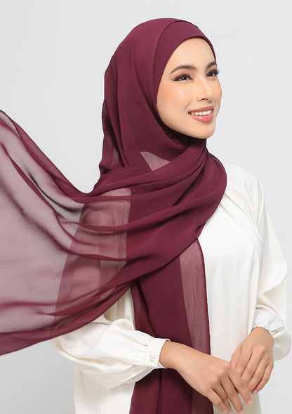 Maroon - Plain Crinkled Chiffon