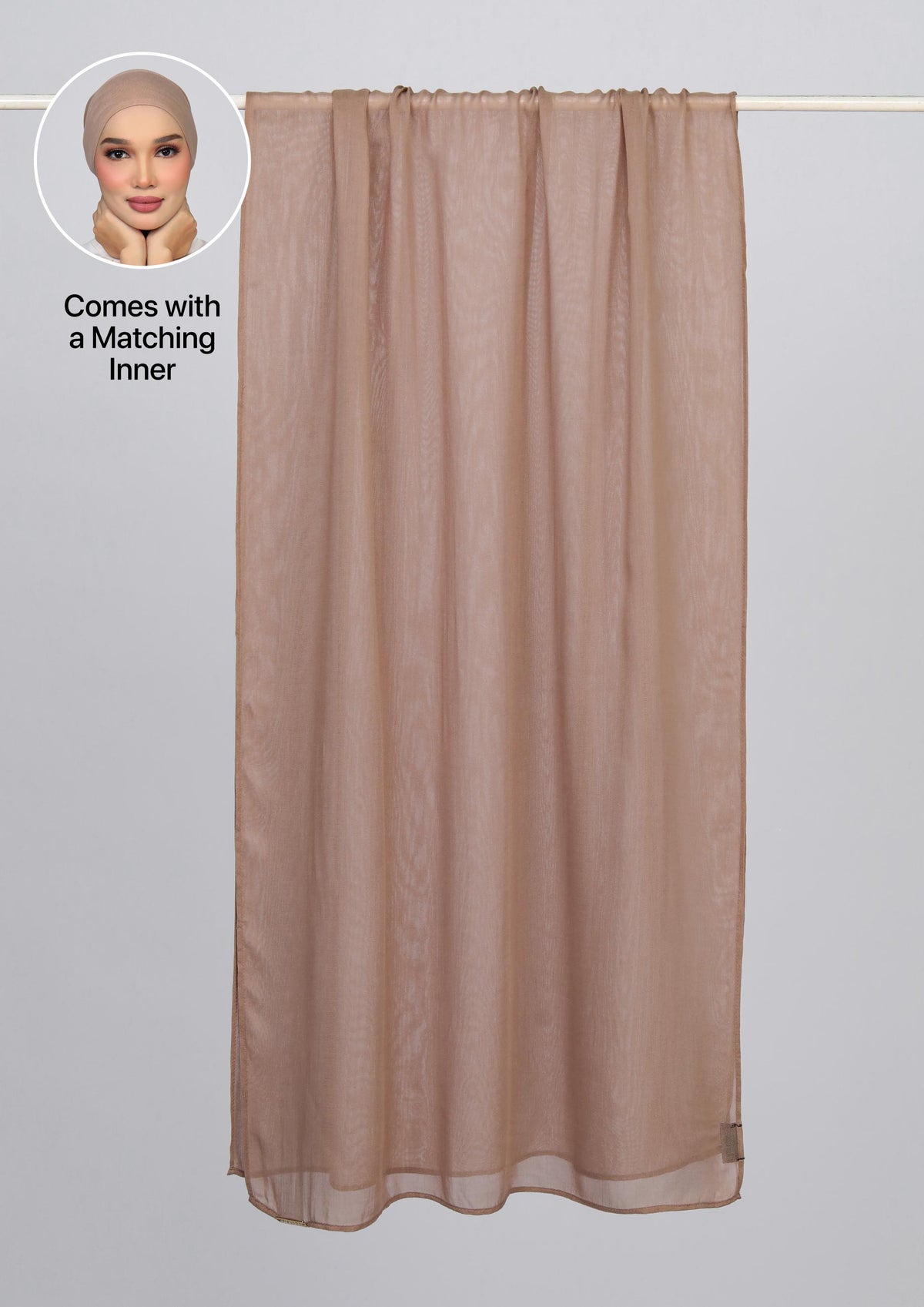 Taupe Brown - Modal Woven Shawl Set with Inner