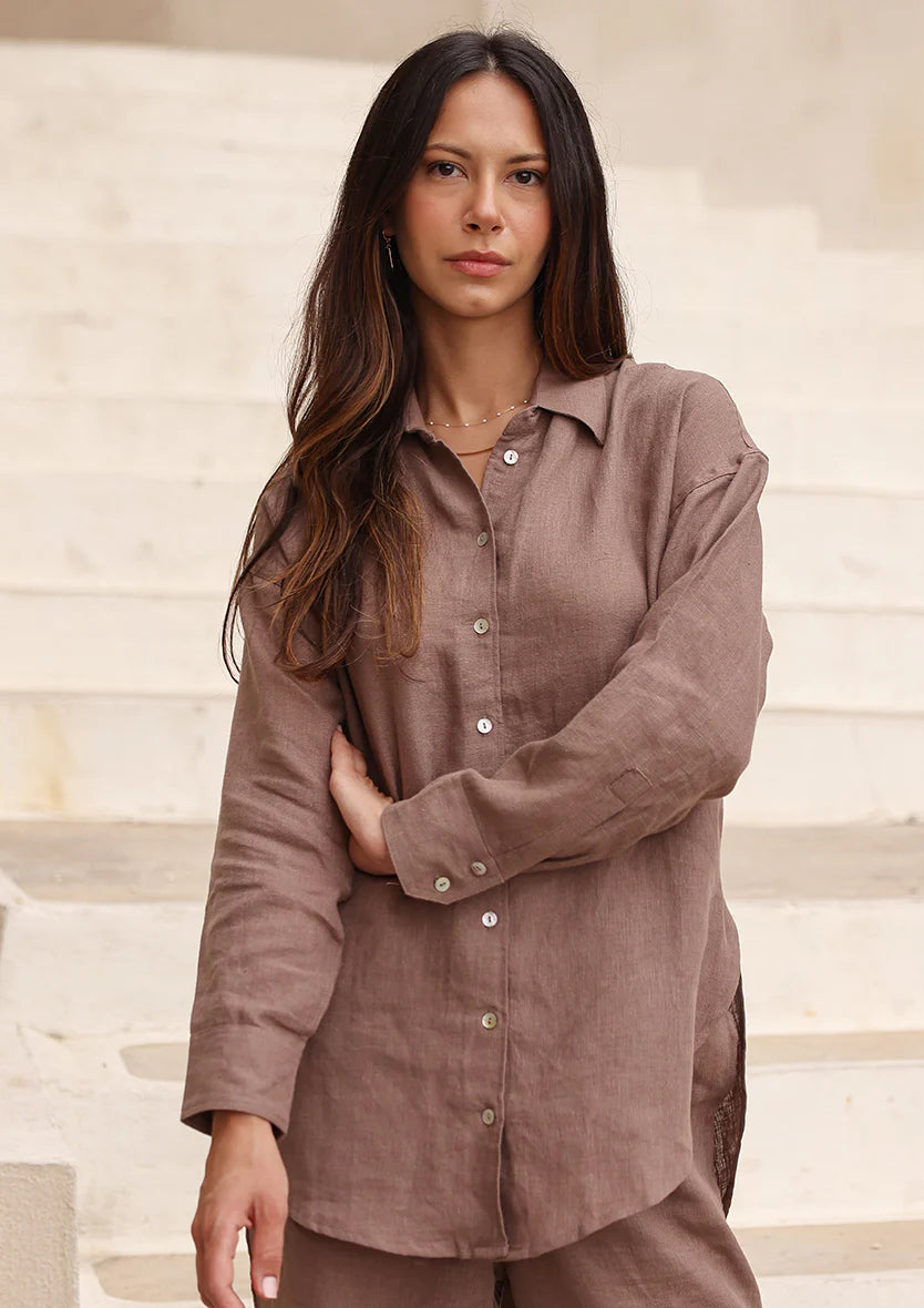 100% Italian Linen Co-ord Set - Taupe