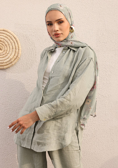 100% Italian Linen Co-ord Set - Sage Green