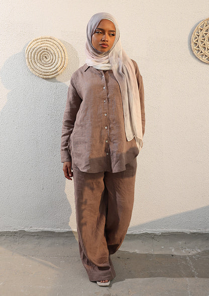 100% Italian Linen Co-ord Set - Taupe