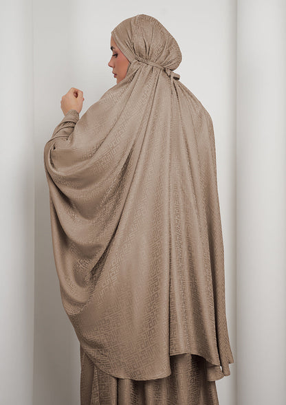 Monogram Khaki-Women prayer set-Plain Jacquard Satin