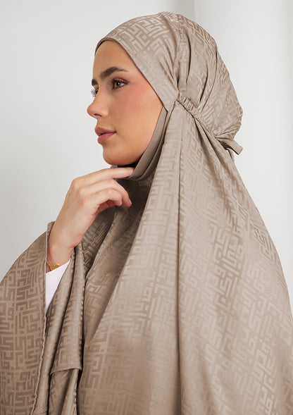 Monogram Khaki-Women prayer set-Plain Jacquard Satin