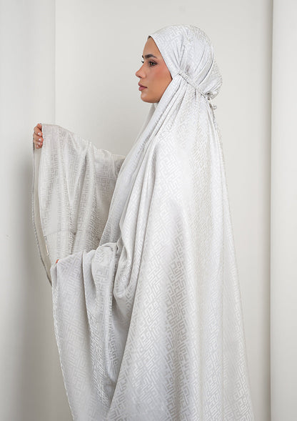 Monogram Gray-Women prayer set-Plain Jacquard Satin