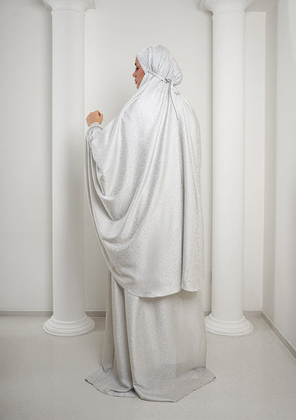 Monogram Gray-Women prayer set-Plain Jacquard Satin
