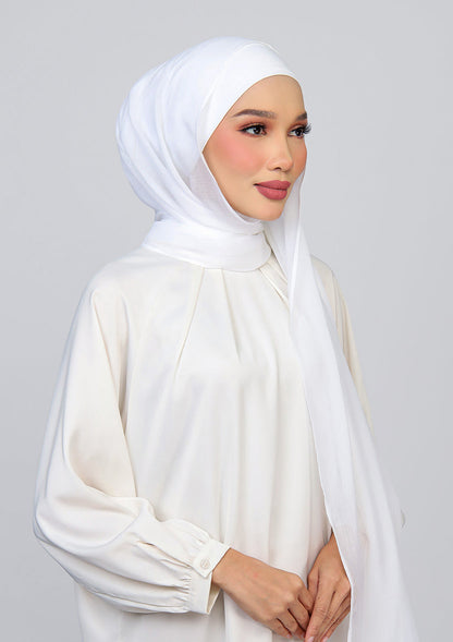 White - Modal Woven Shawl Set with Inner