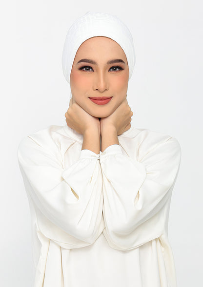 Jacquard White - Instant Hijab with Inner