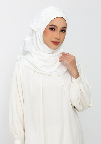 Jacquard White - Instant Hijab with Inner
