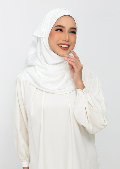 Jacquard White - Instant Hijab with Inner