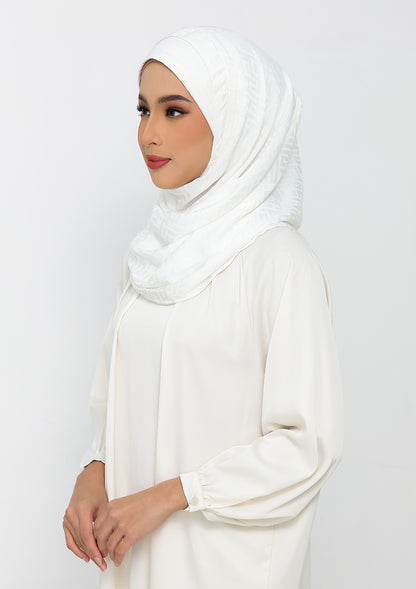 Jacquard White - Instant Hijab with Inner