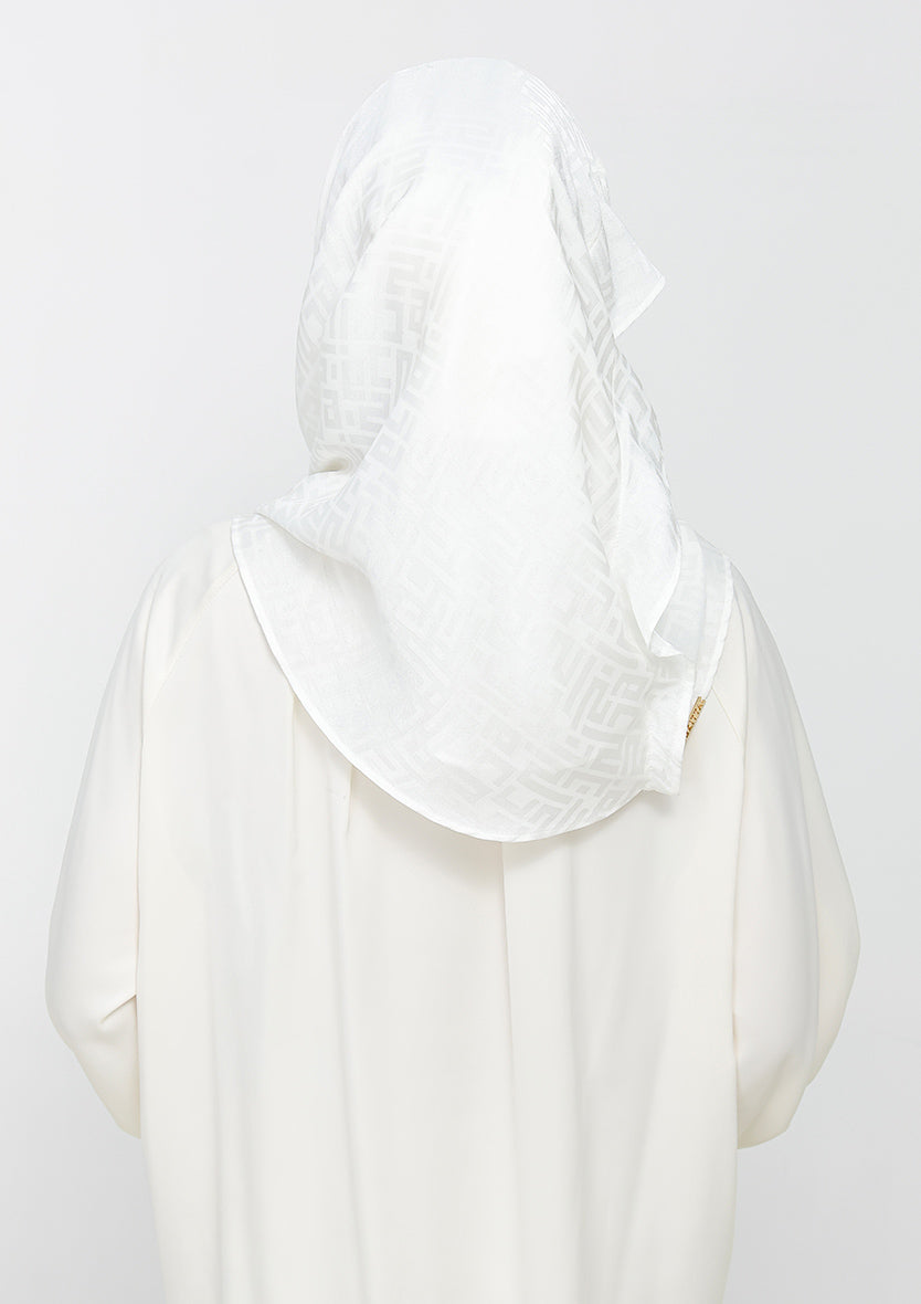 Jacquard White - Instant Hijab with Inner
