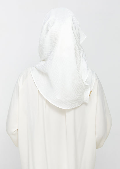 Jacquard White - Instant Hijab with Inner