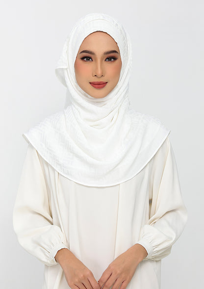 Jacquard White - Instant Hijab with Inner