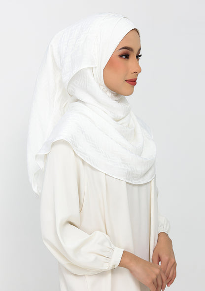 Jacquard White - Instant Hijab with Inner