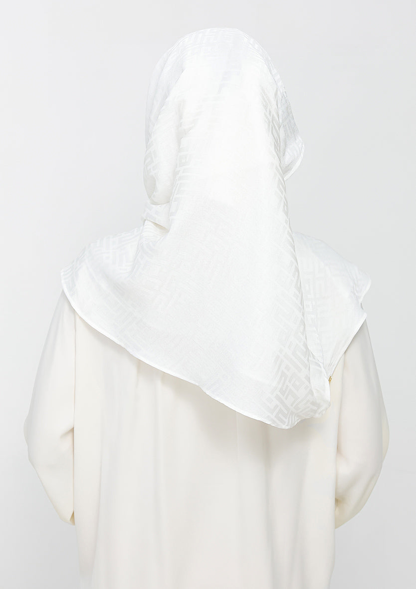 Jacquard White - Instant Hijab with Inner
