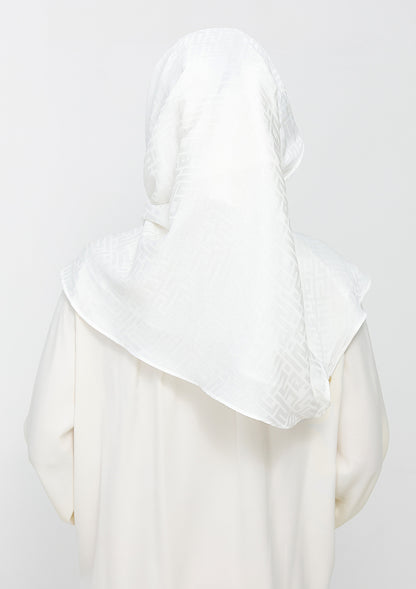 Jacquard White - Instant Hijab with Inner