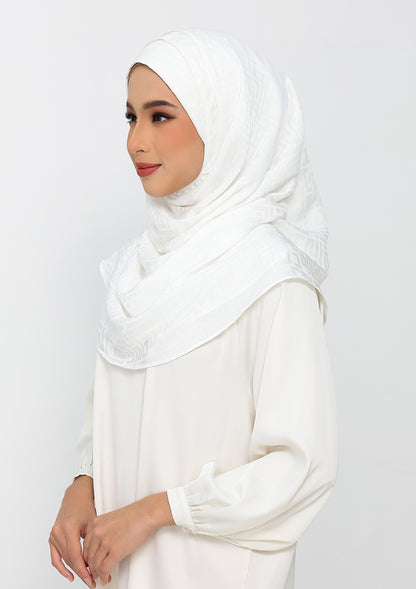 Jacquard White - Instant Hijab with Inner