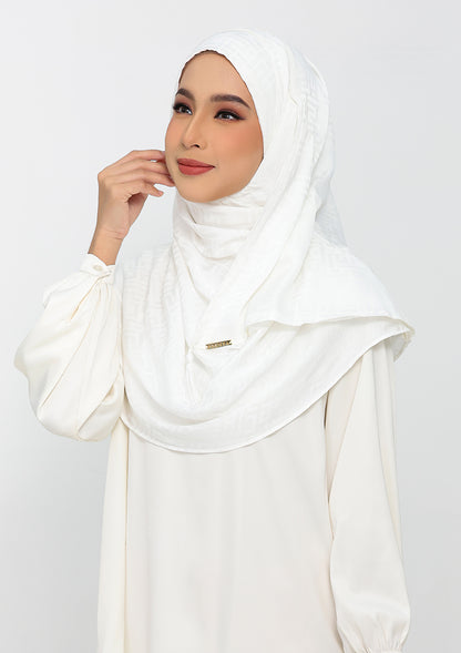 Jacquard White - Instant Hijab with Inner
