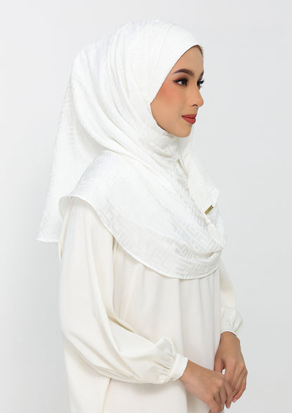Jacquard White - Instant Hijab with Inner