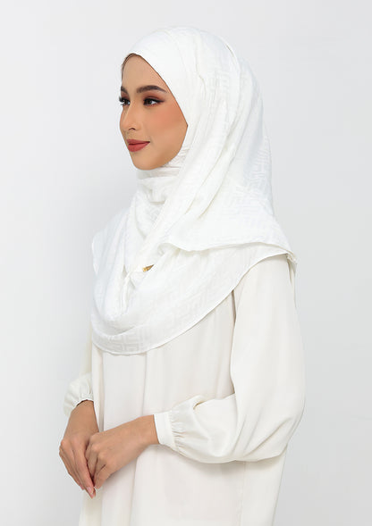 Jacquard White - Instant Hijab with Inner